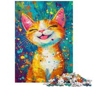 Jigsaw 1000 Pieces for Adults Joyful Kitty Splash Educational Games A Work of Art Toy Wall Decor Enhance Love between Couples Size 75x50cm