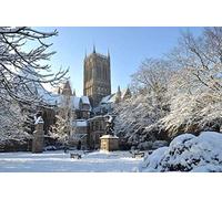Jigsaw 1000 pieces for adults kids-Cathedral England Lincoln Gothic cathedral Snow Cities-UK travel souvenirs-27.6"x19.7"
