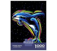 Jigsaw 1000 Pieces for Adults Killer Whale Neon Lines Jigsaw for Adults Relax Games Difficult Hard Deal As Gifts for The Whole Family 38x26cm/1000pcs