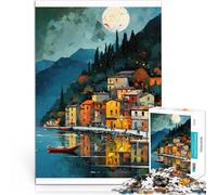 jigsaw 1000 pieces for adults “Lake Como Italy” Made of wood，Suitable for ages 14 and up Each piece is unique - Fun and challenging game for the whole for friends and family。