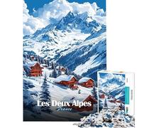 Jigsaw 1000 Pieces for Adults Les Deux Alpes Ski Resort Puzzles for Adults Brain Teaser Game Birthday Present Deal As Gifts for The Whole Family (Size 50x75cm)