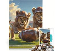 Jigsaw 1000 Pieces for Adults Lion Cubs Old School Football Educational Game Difficult And Challenge Artists Collection Fine Art 38x26cm