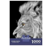 Jigsaw 1000 Pieces for Adults Lion Fractal Black White Adult Jigsaw Brain Teaser Game Staycation Kill Time Help The Brain Exercise 38x26cm/1000pcs