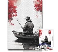Jigsaw 1000 Pieces for Adults Lonesome Fisher Unwind during Free Time Clean Cut Seamless Interlock Toy Size 38x26cm