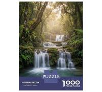 Jigsaw 1000 Pieces for Adults Lush Rainforest Waterfall Adult Jigsaw Brain Teaser Game Staycation Kill Time Help The Brain Exercise 52x38cm/1000pcs