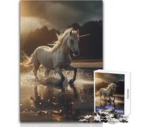 Jigsaw 1000 Pieces for Adults Majestic Unicorn Gallop Relaxing Peaceful Indoor Fun Accurate Piece Cutting Play Toy Size 38x26cm