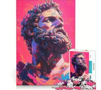 Jigsaw 1000 Pieces for Adults Marcus Aurelius Painting Hands-on Game Hand Speed Race with Fully Interlocking Randomly Shaped Pieces 38x26cm