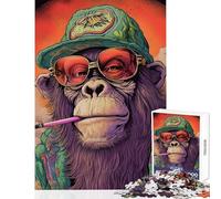 Jigsaw 1000 Pieces for Adults Marijuana Monkey Brain Teaser Game Wall Art Home Decoration Toys Enhance Love between Couples (50X75CM)