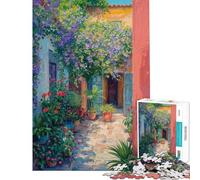 Jigsaw 1000 Pieces for Adults Mediterranean Courtyard Bloom Puzzles for Adults Brain Teaser Game Birthday Present Deal As Gifts for The Whole Family (Size 50x75cm)