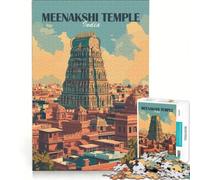 Jigsaw 1000 Pieces for Adults Meenakshi Temple India Hands-on Game Hand Speed Race with Fully Interlocking Randomly Shaped Pieces 38x52cm