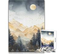 Jigsaw 1000 Pieces for Adults Misty Pines Relaxing Peaceful Indoor Fun Accurate Piece Cutting Play Toy Size 38x52cm