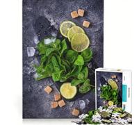 Jigsaw 1000 Pieces for Adults Mojito Ingredients Hands-on Game Hand Speed Race with Fully Interlocking Randomly Shaped Pieces 50x75cm