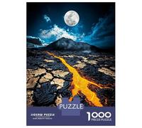 Jigsaw 1000 Pieces for Adults Molten Night Lava Flow Beneath A Full Moon Jigsaw for Adults Relax Games Difficult Hard Deal As Gifts for The Whole Family 52x38cm/1000pcs