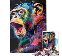 Jigsaw 1000 Pieces for Adults Monkey Popart Painting Educational Challenge Wall Art Family Games for And from 14 Years And over (38x26cm)