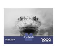 Jigsaw 1000 Pieces for Adults Monochrome Alligator Head in Water Adult Jigsaw Brain Teaser Game Staycation Kill Time Help The Brain Exercise 70x50cm/1000pcs