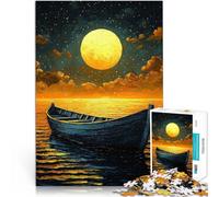 jigsaw 1000 pieces for adults Moonlit Boat Journey~ Stressabbau Schwierige Herausforderung Lustiges Geschenk38x26cm