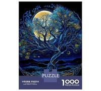 Jigsaw 1000 Pieces for Adults Moonlit Tree of Life Illustration Jigsaw for Adults Relax Games Difficult Hard Deal As Gifts for The Whole Family 52x38cm/1000pcs