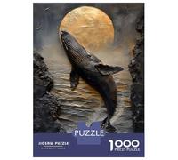 Jigsaw 1000 Pieces for Adults Moonlit Whale Breach Jigsaw for Adults Anti-Stress Toys Precision Cutting Unique Birthday And Gifts 52x38cm/1000pcs