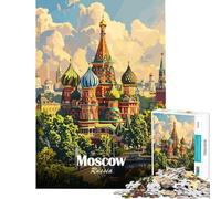 Jigsaw 1000 Pieces for Adults Moscow Russia Cityscape Art Illustration Brain Intelligence Challenge Addictive Toys Hands-on Game Wall Art Gifts Ideas (size 38x52cm)