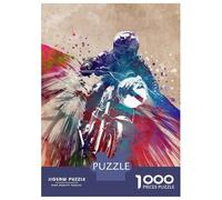 Jigsaw 1000 Pieces for Adults Motorcycle Watercolor Art Adult Jigsaw Brain Teaser Game Staycation Kill Time Help The Brain Exercise 52x38cm/1000pcs