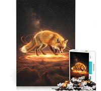 Jigsaw 1000 Pieces for Adults Mystical Fox in Cosmic Landscape Hands-on Game Hand Speed Race with Fully Interlocking Randomly Shaped Pieces 38x26cm