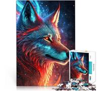 jigsaw 1000 pieces for adults Mystical Neon Wolf Trainieren Sie Ihr Gehirn und Ihre Hände Wohnkunstdekor75x50cm