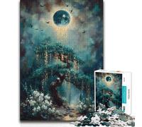 Jigsaw 1000 Pieces for Adults Mystical Tree Under A Glowing Moon Beautiful Design Game Learning Educational Gift Birthday (size 50x75cm)