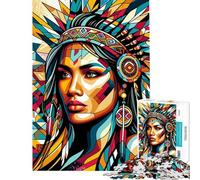 Jigsaw 1000 Pieces for Adults Native American Girl Wpap Puzzles for Adults Brain Teaser Game Birthday Present Deal As Gifts for The Whole Family (Size 38x52cm)