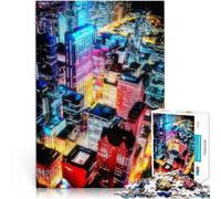 jigsaw 1000 pieces for adults Neon City Night Made of wood for age 14+ educational learning Great Gift。size：50x75cm/19.68x29.52inch