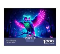 Jigsaw 1000 Pieces for Adults Neon Owl Wall Art Print Jigsaw for Adults Relaxing Games Analysis And Logic Deal As Gifts for The Whole Family 38x26cm/1000pcs