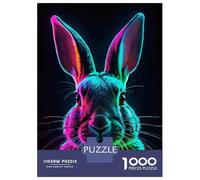 Jigsaw 1000 Pieces for Adults Neon Rabbit Portrait Jigsaw for Adults Relax Games Difficult Hard Deal As Gifts for The Whole Family 52x38cm/1000pcs