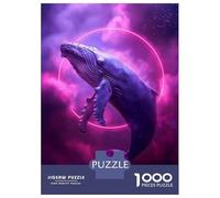 Jigsaw 1000 Pieces for Adults Neon Whale in The Space Jigsaw for Adults Relaxing Games Analysis And Logic Deal As Gifts for The Whole Family 70x50cm/1000pcs