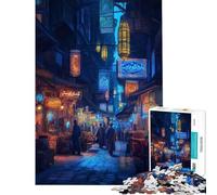 Jigsaw 1000 Pieces for Adults Night Market in A Egypt City Puzzles for Adults Toy Wall Decor Difficult Challenge Deal As Gifts for The Whole Family (Size 50x75cm)