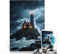jigsaw 1000 pieces for adults Ocean Storm Lighthouse Spielzeug Lernspiele Stressabbau Einzigartige Wohndekoration und Geschenke75x50cm
