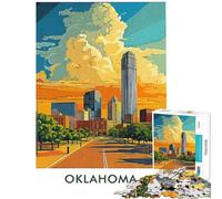 Jigsaw 1000 Pieces for Adults Oklahoma City Skyline Puzzles for Adults Brain Teaser Game Birthday Present Deal As Gifts for The Whole Family (Size 50x75cm)