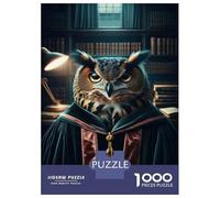 Jigsaw 1000 Pieces for Adults Owl Professor Academic Hat Puzzle for Adults Anti-Stress Toys Difficult Challenge Unique Birthday And Gifts 52x38cm/1000pcs