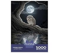 Jigsaw 1000 Pieces for Adults Owl Reflection Moonlight Jigsaw for Adults Relax Games Difficult Hard Deal As Gifts for The Whole Family 52x38cm/1000pcs