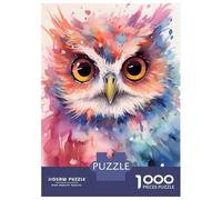 Jigsaw 1000 Pieces for Adults Owl Watercolors Adult Jigsaw Brain Teaser Game Staycation Kill Time Help The Brain Exercise 38x26cm/1000pcs