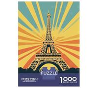 Jigsaw 1000 Pieces for Adults Paris Eiffel Tower Vintage Poster Adult Jigsaw Puzzle Relaxing Games Stress Reliever Unique Birthday And Gifts 38x26cm/1000pcs