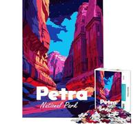 Jigsaw 1000 Pieces for Adults Petra National Park Illustration Help The Brain Exercise Perfect Decoration Brain Teaser Game Suitable for Ages 14 And Up (50x75cm)