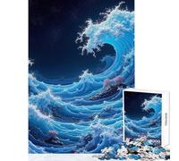Jigsaw 1000 Pieces for Adults Pixelated Ocean Waves at Night Educational Game Precision Cutting Anti-Stress Toys Birthday Present, Gifts, (38x26cm)