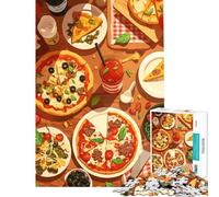 Jigsaw 1000 Pieces for Adults Pizza Feast Still Life Illustration Brain Intelligence Challenge Addictive Toys Hands-on Game Wall Art Gifts Ideas (size 38x26cm)
