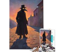 Jigsaw 1000 Pieces for Adults Plague Doctor in Sunset Alley Educational Game Brain Intelligence Challenge Addictive Toys Funny Gifts Family Activities (Size 50x75cm)