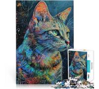 jigsaw 1000 pieces for adults Psychedelic Cat Help the brain exercise addictive toys to cultivate patience great gift 26x38cm