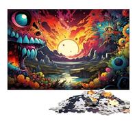 Jigsaw 1000 Pieces for Adults Psychedelic Evil Hell Demon Puzzle Educational Games Christmas Birthday Gifts for And Teenager Age 14 Years Up 1000 PCS(38x26cm)