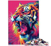 jigsaw 1000 pieces for adults Psychedelic Tiger Art Puzzle Educational Games 26x38cm Challenging Game and Family Play for teenager Age 14+