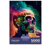 Jigsaw 1000 Pieces for Adults Psycho Skull Adult Jigsaw Brain Teaser Game Staycation Kill Time Help The Brain Exercise 38x26cm/1000pcs