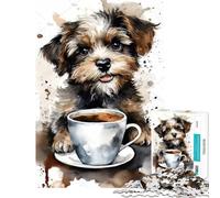 Jigsaw 1000 Pieces for Adults Puppy at Tea Time Difficult And Challenge Stress Reliever Relax Games Suitable for Ages 14 And Up (38x26cm)