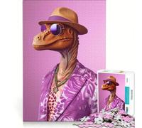 Jigsaw 1000 Pieces for Adults Purple Dino Hands-on Game Hand Speed Race with Fully Interlocking Randomly Shaped Pieces 38x26cm