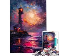 Jigsaw 1000 Pieces for Adults Purple Ocean Lighthouse Puzzle for Adults Hands-on Game Presents for Women Deal As Gifts for The Whole Family (Size 38x26cm)